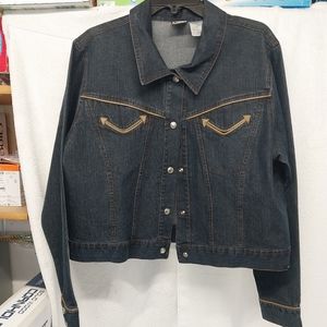 Vintage Rockies Womens Dark Blue Denim Jean Jacket Sz XL